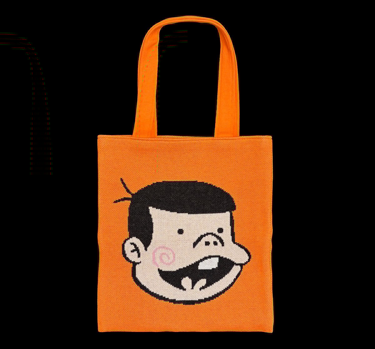 天才バカボン＆パパ・ニットトートバッグ〈ネオンオレンジ