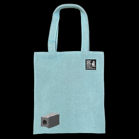 カプセルタワー ニットバッグ（ミントブルー）/ Capsule Tower Building knit tote bag(Mint blue)