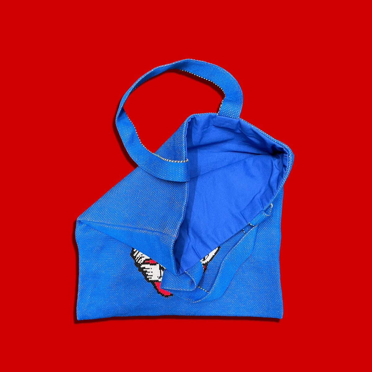 薔薇 ニットバッグ・ブルー〈ヤナギダ・マサミ x 編み物☆堀ノ内