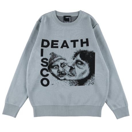 PIL / CREW NECK SWEATER "DEATH DISCO" GRAY