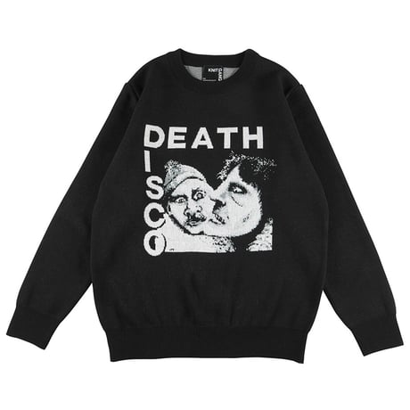 PIL / CREW NECK SWEATER "DEATH DISCO" BLACK