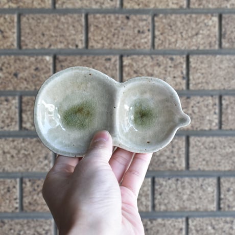 【阿部恵里】豆皿 ひょうたん 灰釉