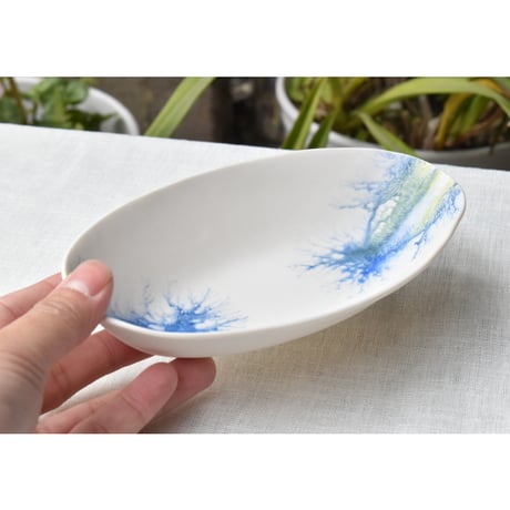 【片瀬有美子】moca (青) oval bowl