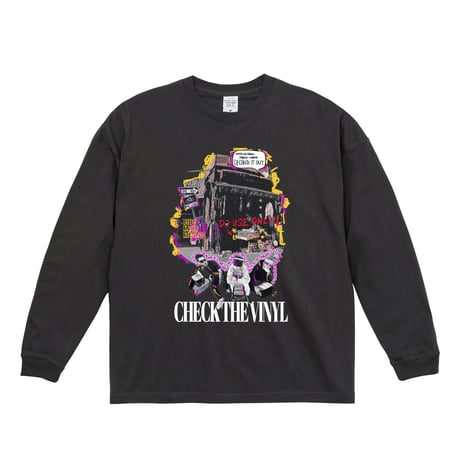 CHECK THE VINYL ビッグシルエット ロングスリーブT(GRY)