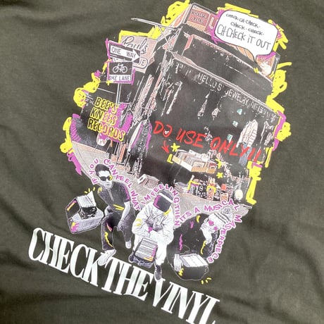 CHECK THE VINYL ビッグシルエット ロングスリーブT(GRY)