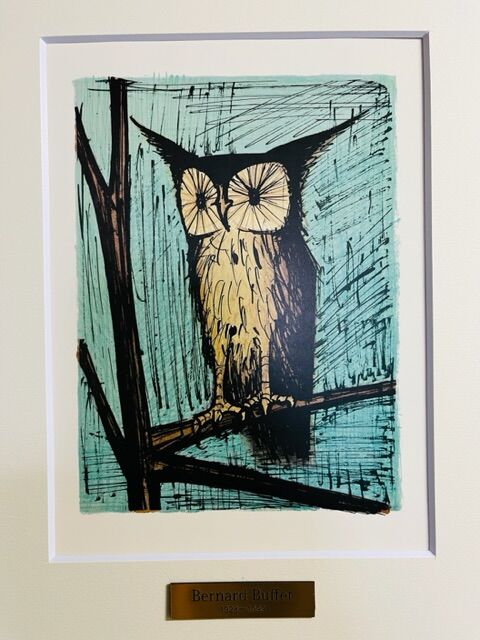 真作】ベルナール・ビュッフェ 「小さなみみずく」リトグラフ 版画