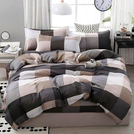 NEW 2019 For 1.8m width bed(4pcs)  幾何学 模様 布団カバー フラット  ベッド  シート  枕 カバー  寝具セット  肌に優しい 部屋 装飾