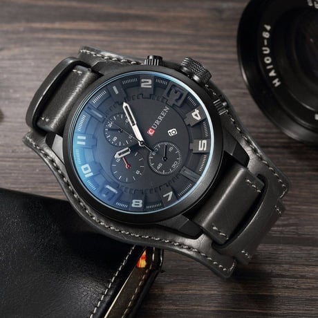 CURRENトップブランド の 高級 メンズ 腕時計 男性用 腕 時計 男性 カジュアル クォーツ 腕時計 レザー 軍 防水 時計 スポーツ時計