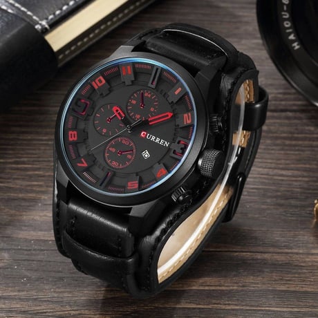 CURRENトップブランド の 高級 メンズ 腕時計 男性用 腕 時計 男性 カジュアル クォーツ 腕時計 レザー 軍 防水 時計 スポーツ時計