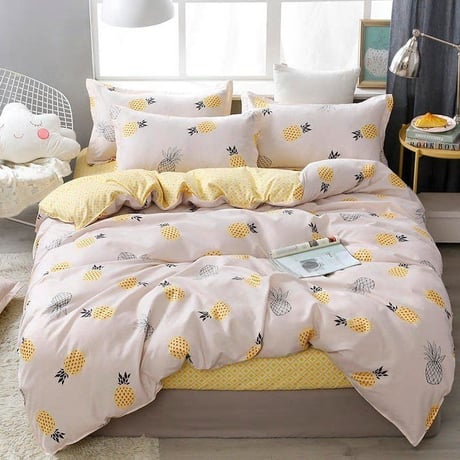 NEW 2019 For 1.5m width bed(4pcs) 幾何学 模様 布団カバー フラット ベッド シート 枕 カバー 寝具セット 肌に優しい 部屋 装飾
