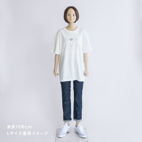 猫村さんのTシャツ・顔（グレー）