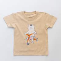 猫村さんのこどもTシャツ・三輪車・ベージュ
