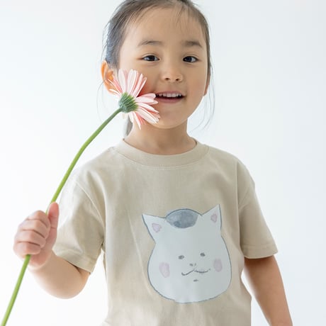 猫村さんのこどもTシャツ・顔・ホワイト