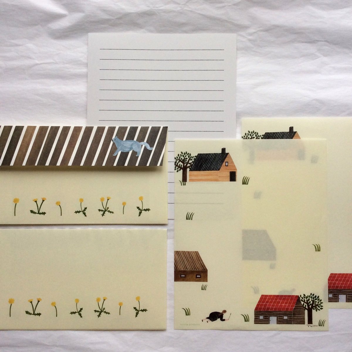 こねこがうまれたよ ケース入りレターセット AikoFukawaレターセット Rabbit Letter