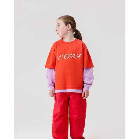 EXTRA-EXTRA EXTRA DOUBLE TEE - POPPY/LILAC(2-3Y,6-7Y)