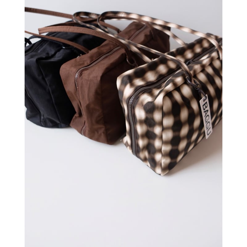 BAGGU Medium Nylon Bowler Bag Blurred Gingham B