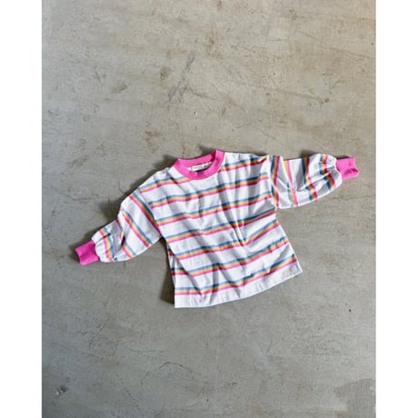 6yラスト1点 Twin Collective Brunswick Long Sleeve Ringer Tee -Pink Stripe