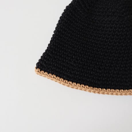 30%OFF THE CREEM trim cotton knit hat black×biscuit(Kids S,Kids M)