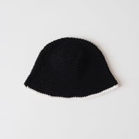 30%OFF THE CREEM trim cotton knit hat black×offwhite(Kids S,Kids M)