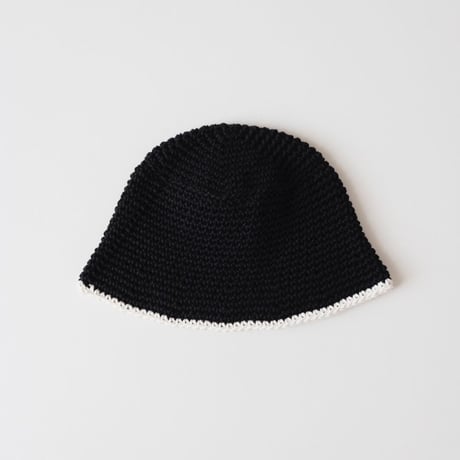 30%OFF THE CREEM trim cotton knit hat black×offwhite(Kids S,Kids M)