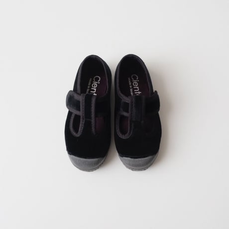 Cienta VELOUR T STRAP SHOES  black / velour 977(21(12.5cm)～34(21cm))