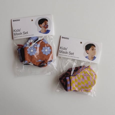 70%OFF BAGGU KIDS FABRIC MASK SET LOOP TRIPPY CHECKERS