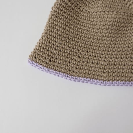 30%OFF ラスト1点 THE CREEM trim cotton knit hat mocha×lavender(Kids M)