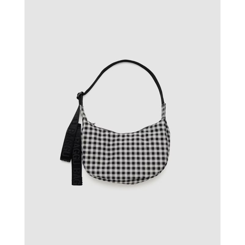 BAGGU Small Nylon Crescent Bag Black & White Gi