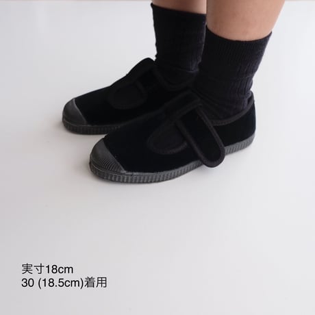 Cienta VELOUR T STRAP SHOES  black / velour 977(21(12.5cm)～34(21cm))