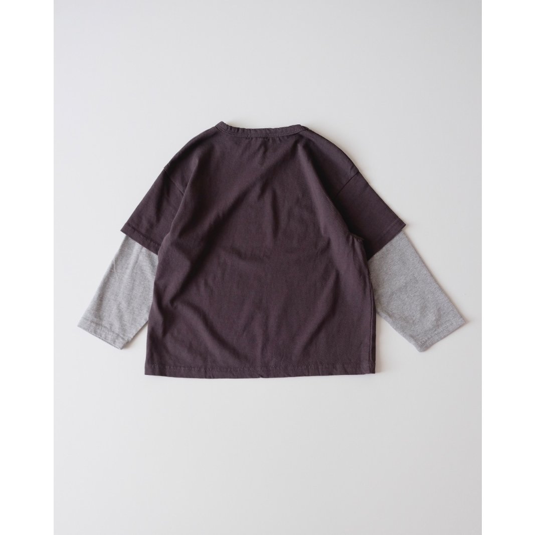ZIGGY ZAZA toto layered tee charcoal(5-7Y,7-9Y)