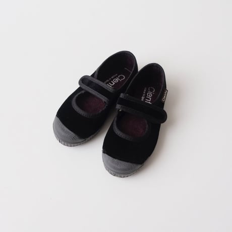 Cienta VELOUR VELCRO ONE STRAP SHOES black / velour 956(31(19cm)～34(21cm))