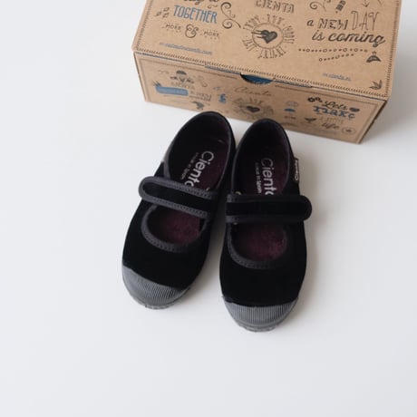 Cienta VELOUR VELCRO ONE STRAP SHOES black / velour 956(31(19cm)～34(21cm))