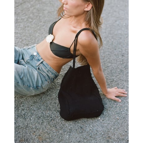 Nananita ROSE CROCHET BAG - BLACK