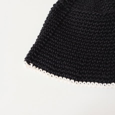 30%OFF THE CREEM trim cotton knit hat black×offwhite(Kids S,Kids M)