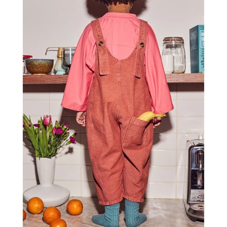 50%OFF KOTER KAI OVERSIZED BLUE DENIM DUNGAREES Fusion Coral(3-4y,4-5y)