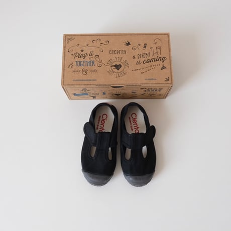 21(12.5cm)ラスト1点 Cienta T STRAP SHOES black/dyed N77997