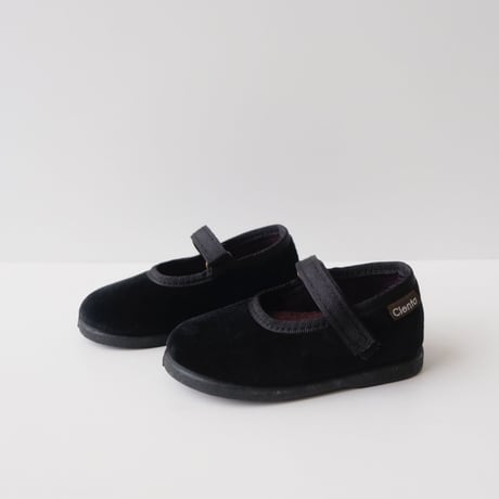 25(15cm)ラスト1点 Cienta VELOUR VELCRO ONE STRAP SHOES black / velour 400