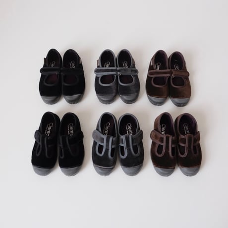 Cienta VELOUR VELCRO ONE STRAP SHOES black / velour 956(31(19cm)～34(21cm))