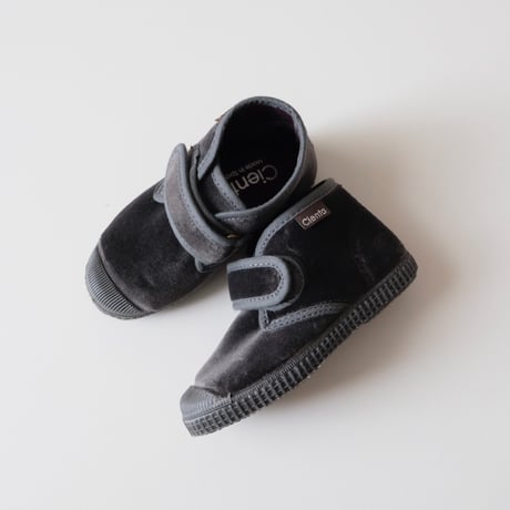 Cienta VELCRO HIGH-CUT SNEAKER grey / velour 975(21(12.5cm)～33(20.5cm))
