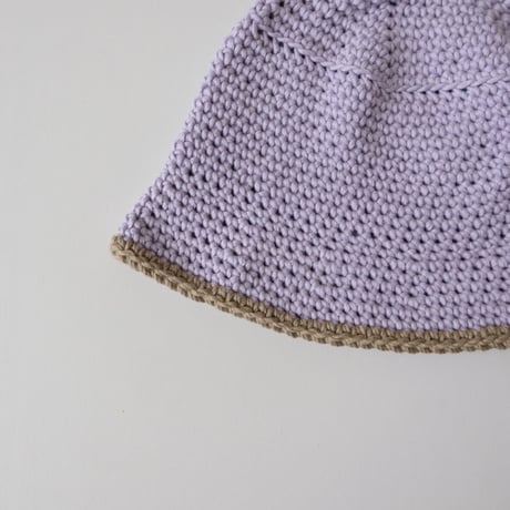 30%OFF ラスト1点 THE CREEM trim cotton knit hat lavender×mocha(Kids M)