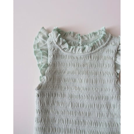 BABY GIRLS MAYA SMOCKED RIBBED TOP