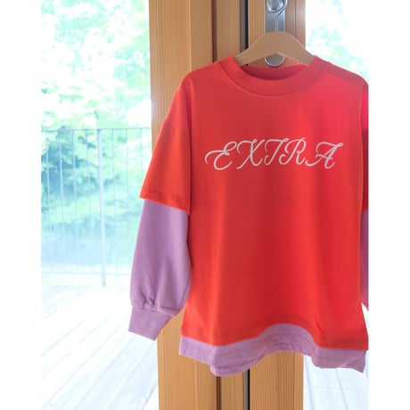 EXTRA-EXTRA EXTRA DOUBLE TEE - POPPY/LILAC(2-3Y,6-7Y)