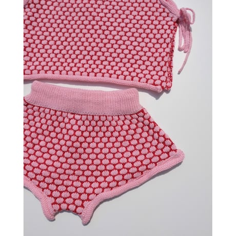 70%OFF Banks Basics INKA TIE VEST+BAMBA KNIT SHORT PINK + RED(S,M,L,XL)