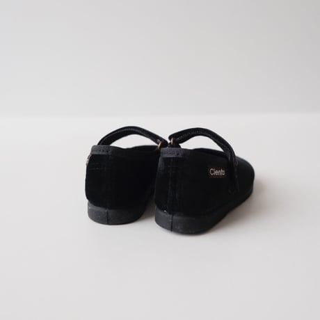 25(15cm)ラスト1点 Cienta VELOUR VELCRO ONE STRAP SHOES black / velour 400