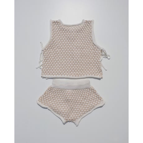 70%OFF Banks Basics INKA TIE VEST+BAMBA KNIT SHORT CREAM + BONE(M,XL)