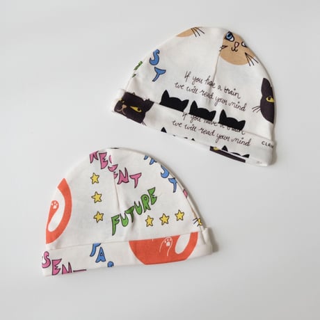 70%OFF 40 (1-2M) ラスト1点 mini rodini Clairvoyant cats aop baby beanie