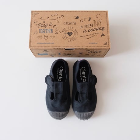 Cienta T STRAP SHOES black/dyed N77997(21(12.5cm)～34(21cm))