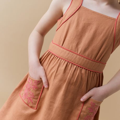 Gingersnaps GIRLS OLGA DRESS WITH POCKETS AND EMBROIDERED(4Y,6Y,8Y)