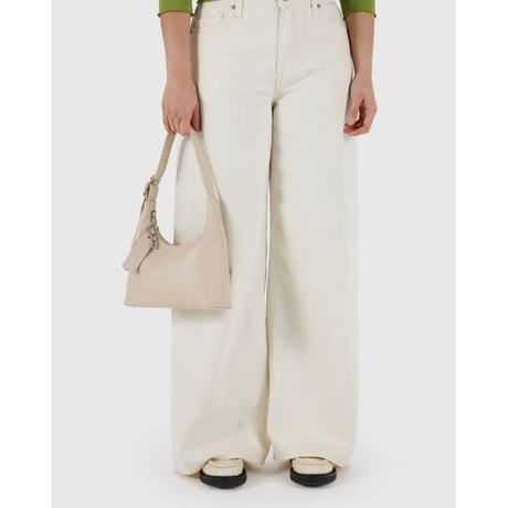BAGGU Mini Recycled Leather Shoulder Bag Stone