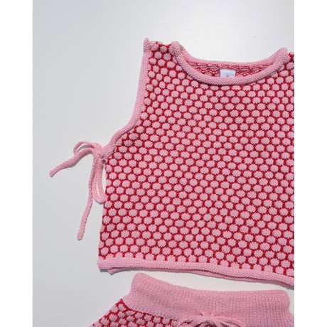 70%OFF Banks Basics INKA TIE VEST+BAMBA KNIT SHORT PINK + RED(S,M,L,XL)